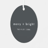 Merry en Bright | Stijlvolle kerst met houtskool Metalen Ornament (Voorkant links)