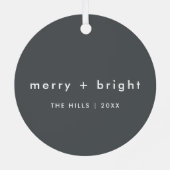 Merry en Bright | Stijlvolle kerst met houtskool Metalen Ornament (Achterkant)