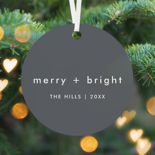 Merry en Bright | Stijlvolle kerst met houtskool Metalen Ornament