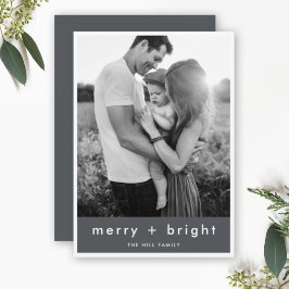 Merry en Bright | Stijlvolle kerstfoto Feestdagenkaart
