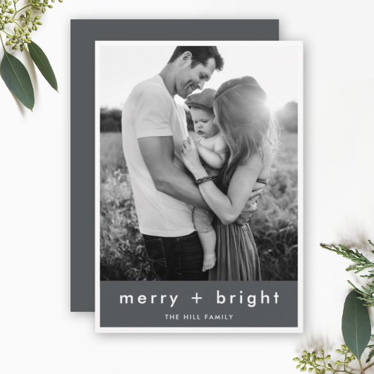 Merry en Bright | Stijlvolle kerstfoto Feestdagenkaart