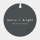 Merry en Bright | Stijlvolle kerstfoto Metalen Ornament (Voorkant)