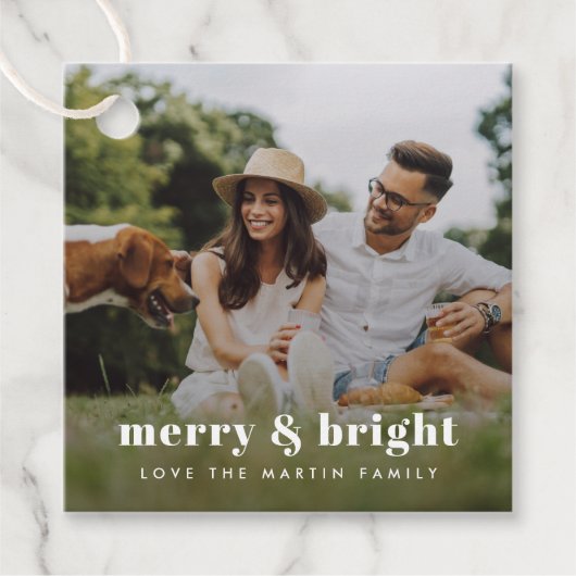 Merry en Bright | Stijlvolle moderne fotografieën Bedankjes Labels (Voorkant)
