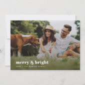 Merry en Bright | Stijlvolle moderne fotografieën Feestdagenkaart (Voorkant)