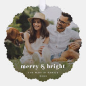 Merry en Bright | Stijlvolle moderne fotografieën Ornament Kaart (Voorkant)