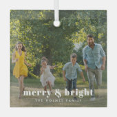 Merry en Bright | Stijlvolle serie Kerstmis Glas Ornament (Voorkant)