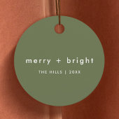 Merry en Bright | Trendy Moss Green Kerstmis Bedankjes Labels
