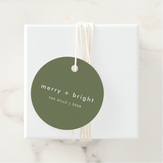 Merry en Bright | Trendy Moss Green Kerstmis Bedankjes Labels (In situ)