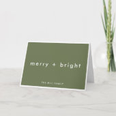 Merry en Bright | Trendy Moss Green Kerstmis Feestdagen Kaart (Voorkant)