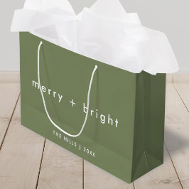 Merry en Bright | Trendy Moss Green Kerstmis Groot Cadeauzakje