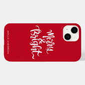 Merry en Bright Typography Script Rood Case-Mate iPhone Case (Achterkant (horizontaal))