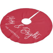 Merry en Bright Typography Script Rood Kerstboom Rok (Gekanteld)