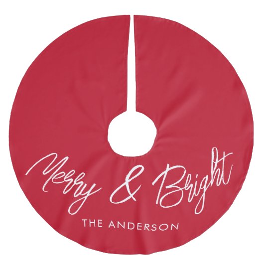 Merry en Bright Typography Script Rood Kerstboom Rok (Voorkant)