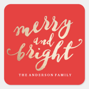 Merry en Bright Vakantie Vierkante Sticker