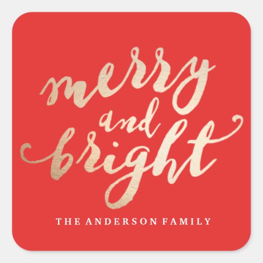 Merry en Bright | Vakantie Vierkante Sticker (Voorkant)
