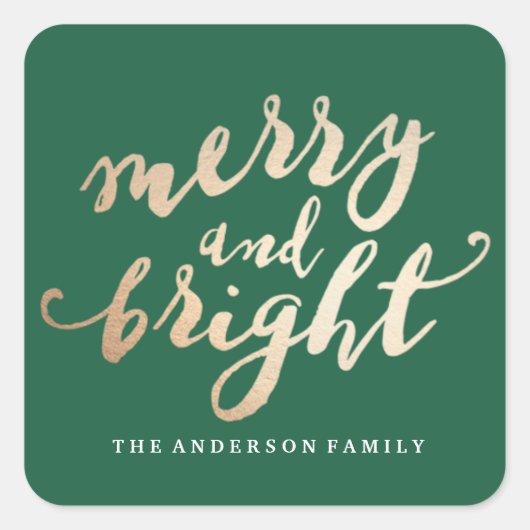 Merry en Bright | Vakantie Vierkante Sticker (Voorkant)