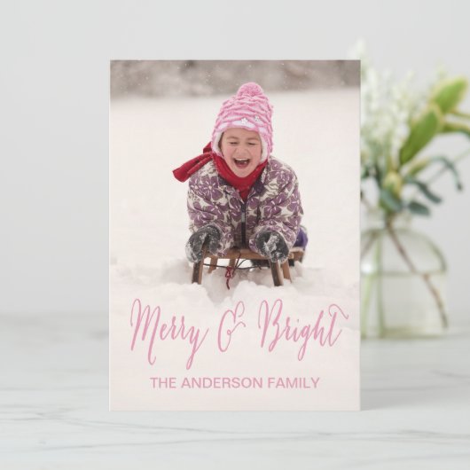 Merry en Bright | Vakantieknopkaart Feestdagenkaart (Staand voorkant)