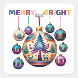 Merry en Bright Vierkante Sticker