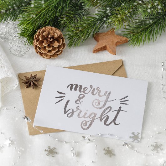 Merry en bright - zilver briefkaart