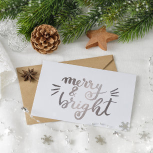 Merry en bright - zilver briefkaart