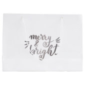 Merry en bright - zilver groot cadeauzakje (Achterkant)
