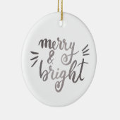 Merry en bright - zilver keramisch ornament (Rechts)