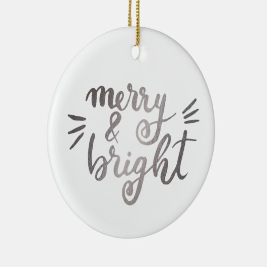 Merry en bright - zilver keramisch ornament (Rechts)