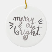 Merry en bright - zilver keramisch ornament (Voorkant)