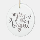 Merry en bright - zilver keramisch ornament (Links)