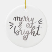 Merry en bright - zilver keramisch ornament (Achterkant)