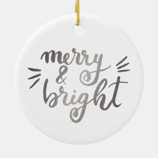 Merry en bright - zilver keramisch ornament (Achterkant)