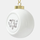Merry en bright - zilver keramische bal ornament (Rechts)