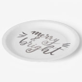Merry en bright - zilver papieren bordje (Gekanteld)