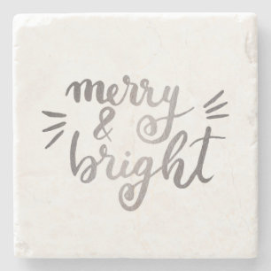 Merry en bright - zilver stenen onderzetter