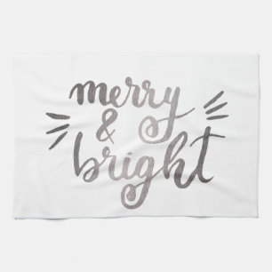 Merry en bright - zilver theedoek