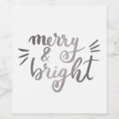 Merry en bright - zilver wijn etiket (Enkel label)
