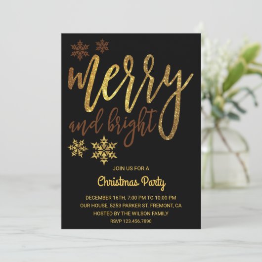 Merry en Bright | Zwarte kerstfeestdag Kaart (Staand voorkant)