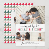 Merry en BrightStor 3 Photo Collage Holiday Card Feestdagenkaart (Voorkant / Achterkant)