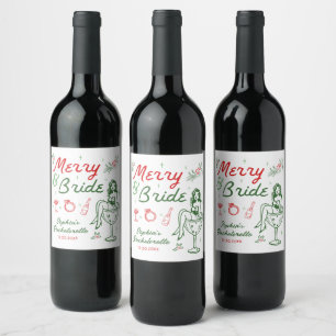 Merry En Bruid Kerstmis Vrijgezellenfeest Wijnlabe Wijn Etiket