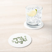 Merry en felgroen ronde kartonnen onderzetter (Insitu)