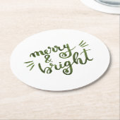 Merry en felgroen ronde kartonnen onderzetter (Gebogen)