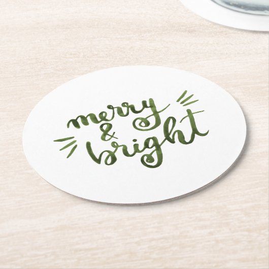 Merry en felgroen ronde kartonnen onderzetter (Gebogen)