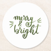 Merry en felgroen ronde kartonnen onderzetter (Voorkant)