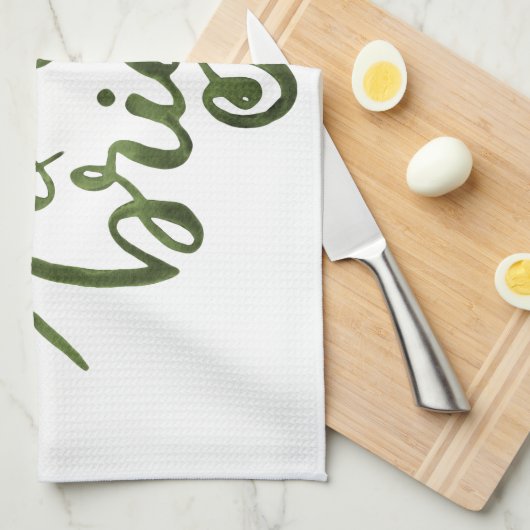 Merry en felgroen theedoek (Quarter Fold)