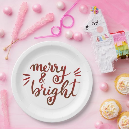 Merry en felrood papieren bordje (Feest)