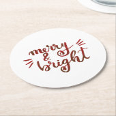 Merry en felrood ronde kartonnen onderzetter (Gebogen)