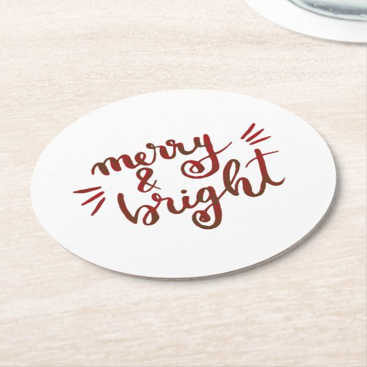 Merry en felrood ronde kartonnen onderzetter (Gebogen)