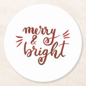 Merry en felrood ronde kartonnen onderzetter (Voorkant)