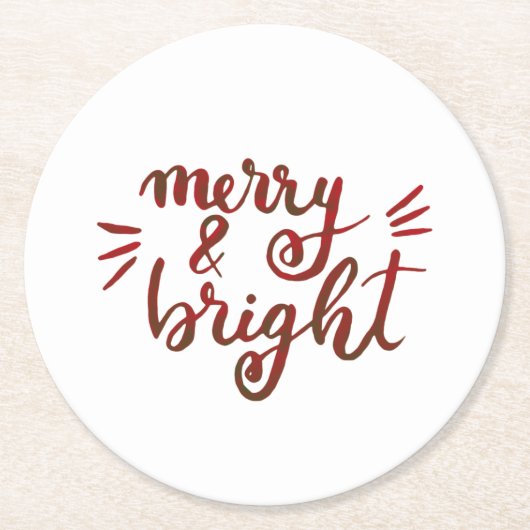 Merry en felrood ronde kartonnen onderzetter (Voorkant)