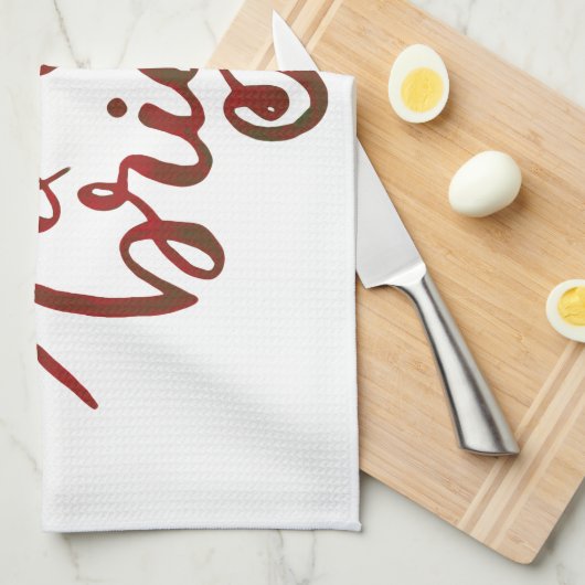 Merry en felrood theedoek (Quarter Fold)